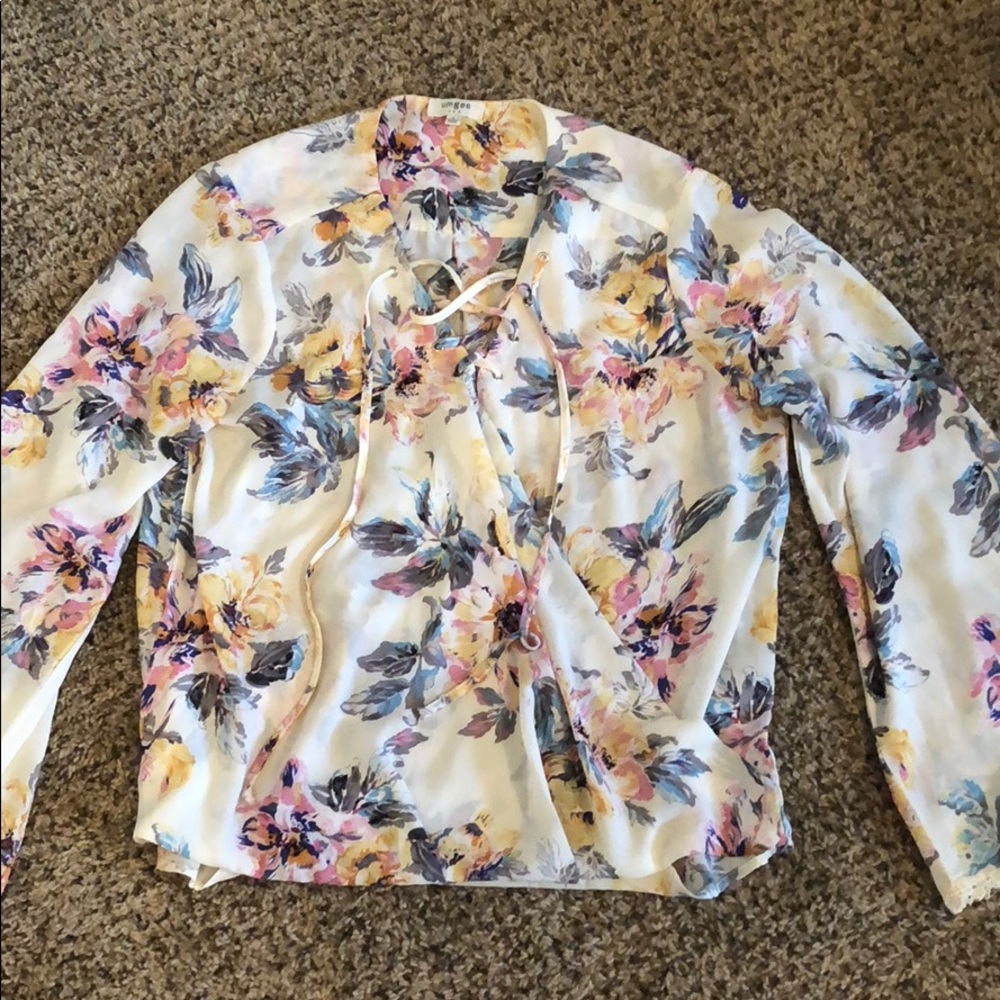 Floral bell sleeve top
